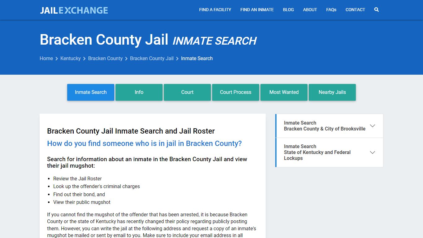 Inmate Search: Roster & Mugshots - Bracken County Jail, KY